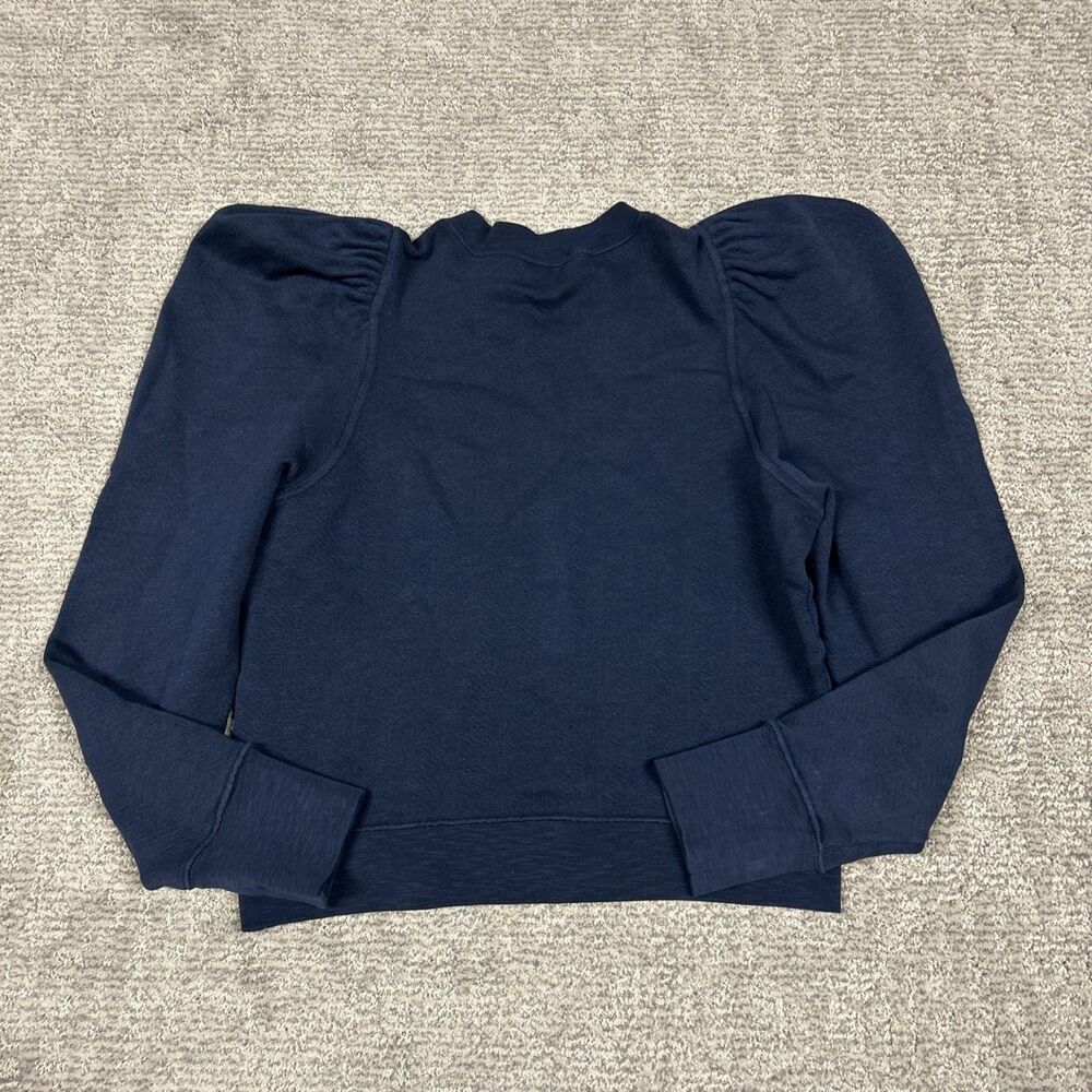 Ulla Johnson Alair Crewneck Washed Fleece Sculpted Sleeve Navy Medium **HOLE* - Picture 11 of 15